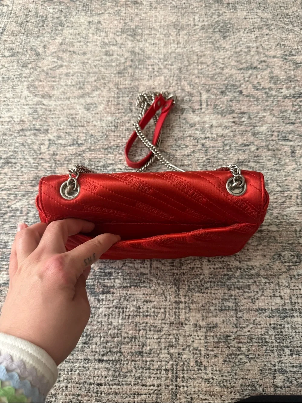 Balenciaga Red Quilted BB Chain Crossbody Bag